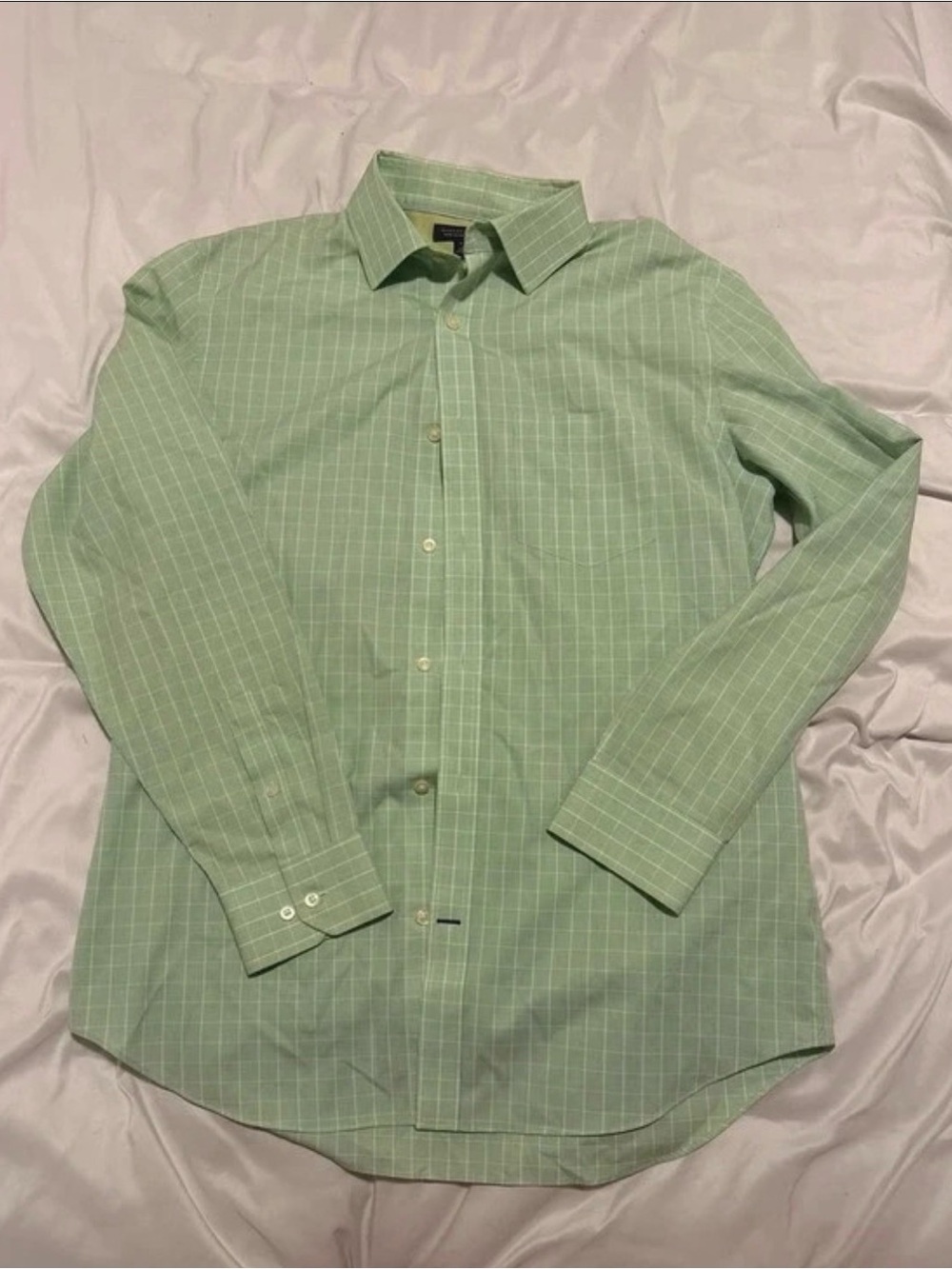 Banana Republic Light Green Windowpane Dress Shirt